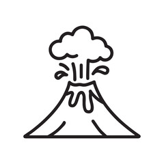Erupting Volcano Outline Icon Vector on White Background
