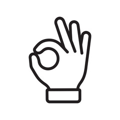 OK Hand Outline Icon Vector on White Background