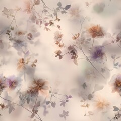 Elegant Floral Background with Soft Pastel Blooms and Delicate Branches.