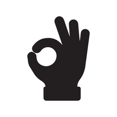 OK Hand Silhouette Icon Vector on White Background