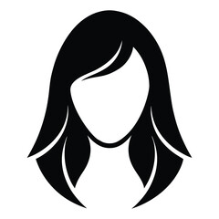 Minimal Female Face Silhouette With Medium Hair