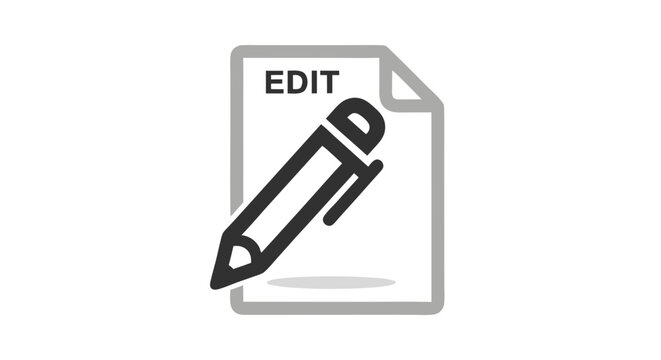 Conceptual graphic icon conveying editing, amendment, and modification processes of documents and content illustration