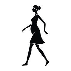 Pregnant Woman Walking Silhouette Minimal Vector Design