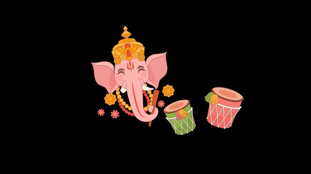 Cute Ganesha with Drums Festive Transparent