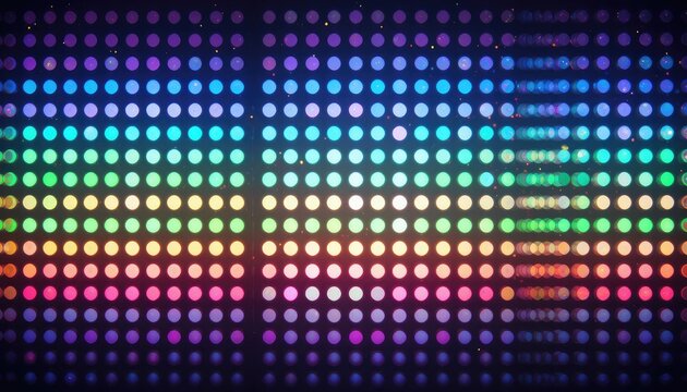 Vibrant rainbow LED grid pulses with energetic party lights - Powered by Adobe