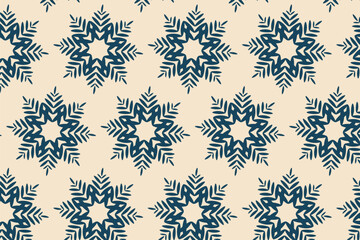 8 Sided Floral Blue Star Seamless Pattern