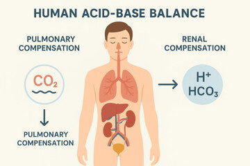 Human Acid-Base Balance Illustration: Pulmonary and Renal Compensation [Illustration]