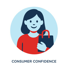 Consumer Confidence Icon in Circle  Vector Symbol for Economy, Spending, and Trust