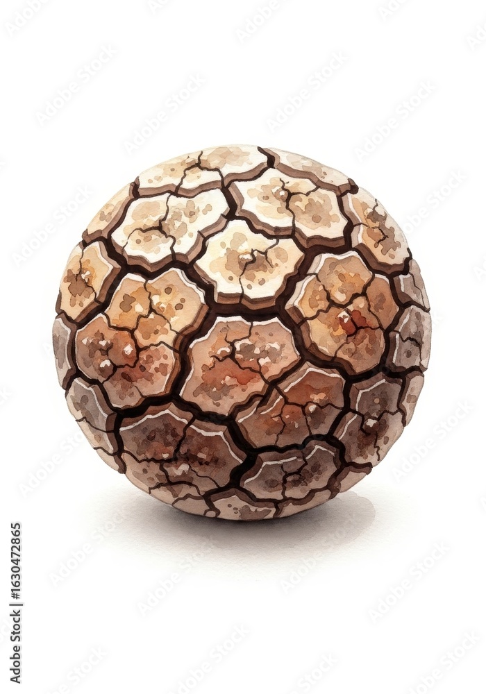 Aufkleber cracked mud sphere texture - a high-resolution depicting a spherical object with a cracked mud textu