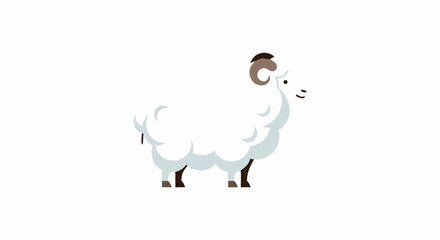 Stylized Ram Illustration: A Simple and Appealing Visual for Diverse Application A White Fluffy Animal