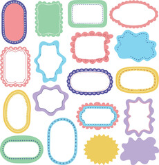 Cute Pastel Hand Drawn Frames and Borders Set, Colorful Doodle Vector Collection