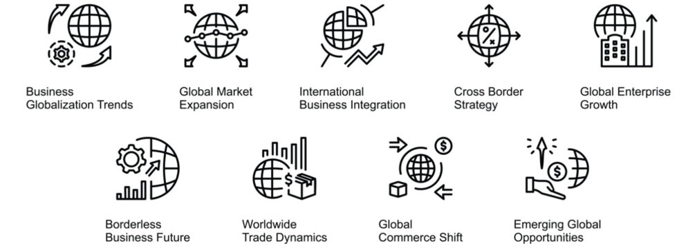 Business Globalization banner web icon vector illustration