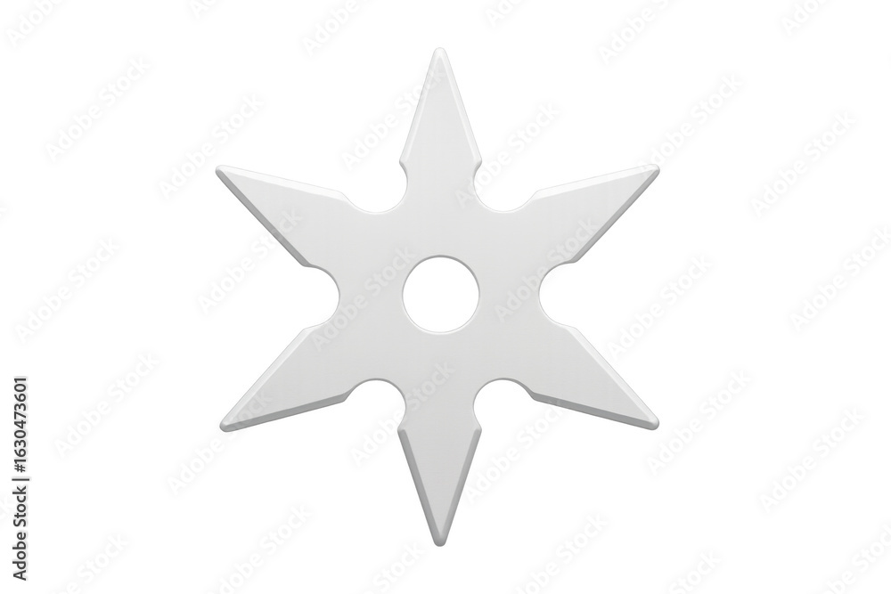 Poster 3d rendering of a white shuriken ninja star weapon isolated on transparent background, perfect for c