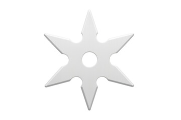 Obraz premium 3d rendering of a white shuriken ninja star weapon isolated on transparent background, perfect for compositing