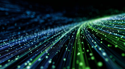 Digital technology speed connect blue green background, cyber nano information, abstract communication, innovation future tech data, internet network connection, Ai big data, line dot illustration 3d