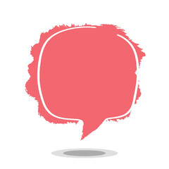 Obraz premium A coral-colored speech bubble with a textured, hand-painted appearance, isolated on a white background.