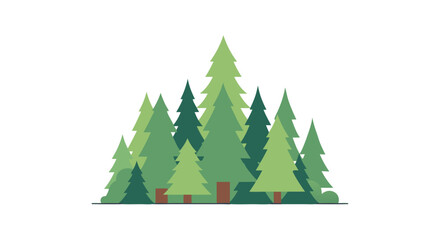 Obraz premium Stylized illustration of coniferous trees with a minimalist design on a white background, evoking nature's calm and serene beauty in a contemporary