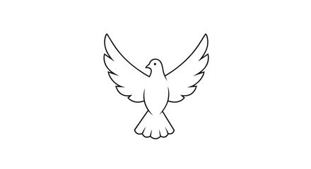 Obraz premium Simple Outline Drawing of a Dove in Flight with its Wings Fully Extended in a Clean Design Ideal for Various Creative Projects
