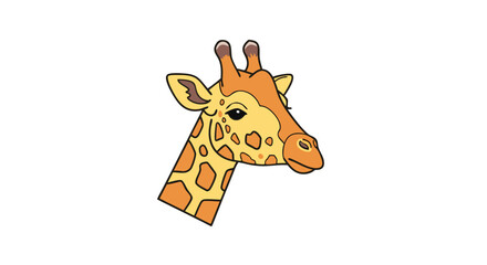 Cartoon Giraffe Head with Distinctive Markings: A Whimsical Illustration Depicting Wildlife Character on Clean Background