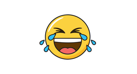 Obraz premium Joyful tears of laughter, expressing overwhelming amusement with a comical emoticon, a symbol of humorous enjoyment portraying extreme happiness and