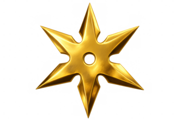 Gold shuriken spinning gracefully against a transparent background, ideal for enhancing ninja and martial arts-themed projects
