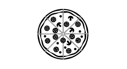 Minimalist Pizza Icon: Black and White Slice Illustration for Culinary Projects and Designs