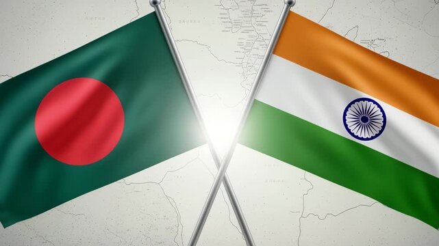 India Bangladesh Flags Animation | Diplomatic Relations and Friendship Video for Stock Footage