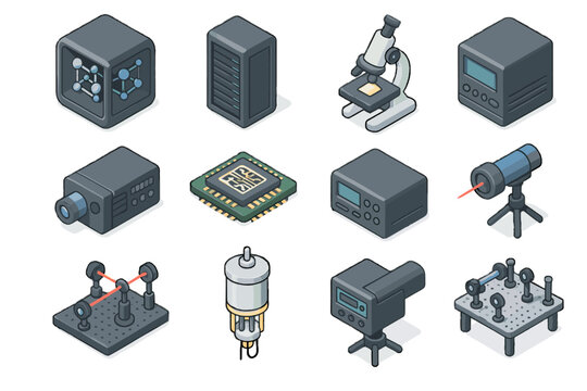 Icon spectroscopy device supercomputer vector system microscope experimental quantum laser processor tools