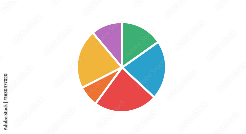Poster vibrant multi-segmented circle chart illustration for data visualization and analysis display