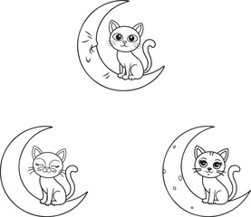 A cat is sitting on a moon vector image
