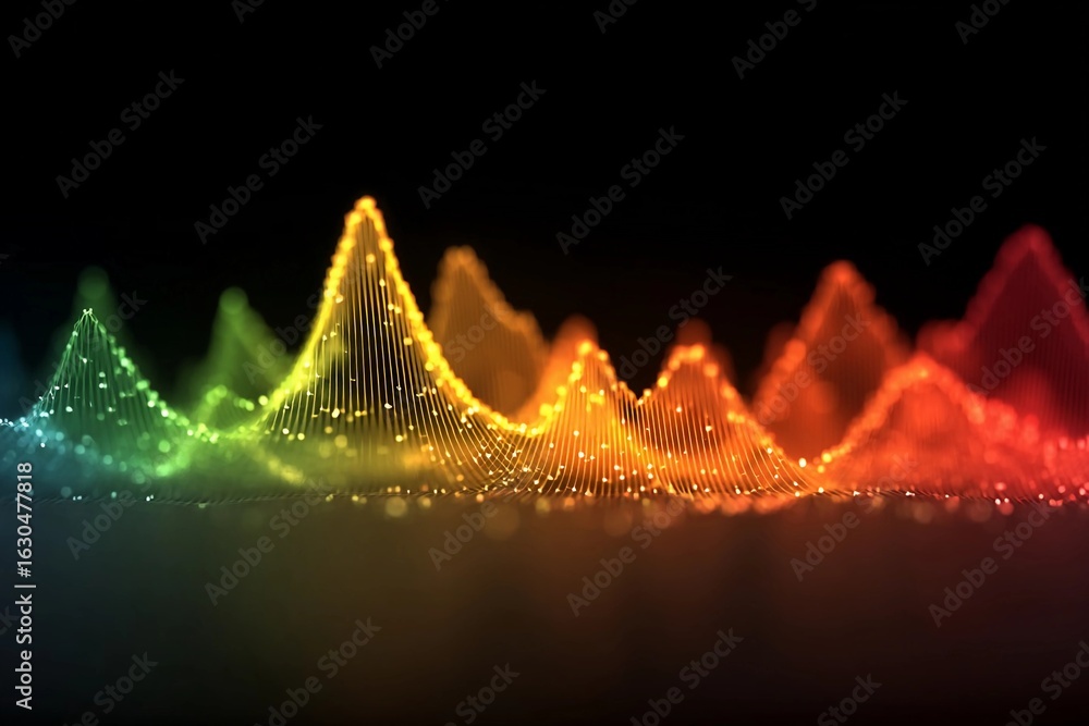 Aufkleber vibrant sound waves represented in colorful patterns against a dark background