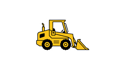 Vivid yellow skid-steer loader illustration displaying construction equipment and vehicle design, highlighting simplistic design and bold graphics
