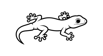 Fototapeta premium Charming monochrome gecko illustration with detailed clinging feet ideal for branding, educational content, or simple design elements