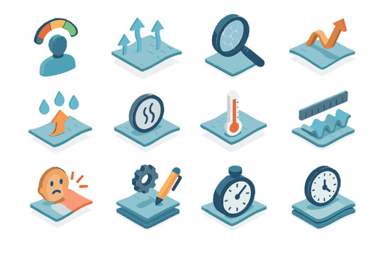 Level wicking gauge skin preference smart breathability softness vector fabric icon