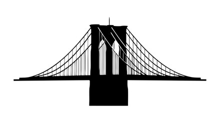 Obraz premium Silhouette of a Majestic Suspension Bridge, a Marvel of Engineering on a White Canvas