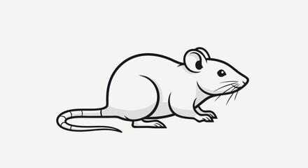 Stylized Mouse Illustration with Delicate Line Work and Minimal Shading, Perfect for Nature and Animation projects