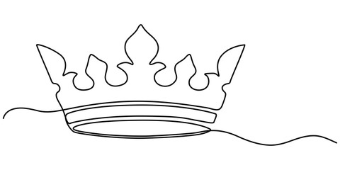 Crown continuous one line drawing and minimalist style isolate outline vector,  Simple one line king crown outline design concept. Minimalist design hand drawn vector illustration.  © SREEPOLOK
