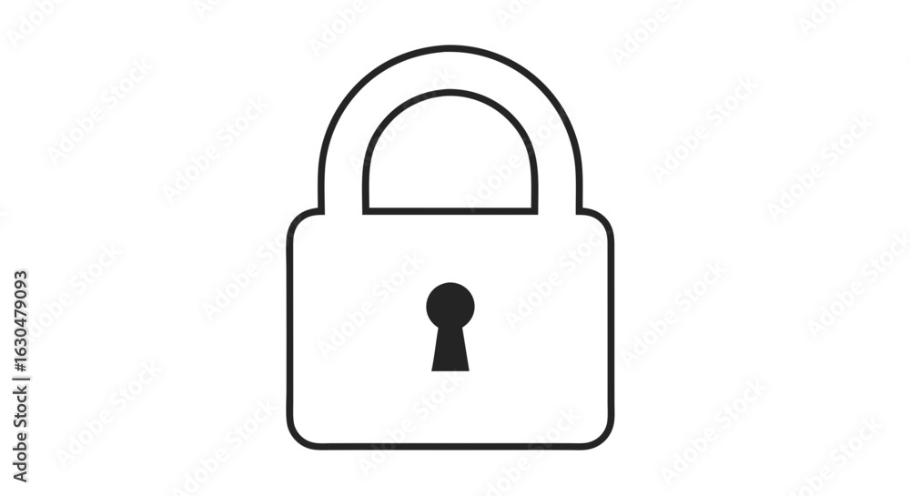 Poster line art padlock symbol: simple and clear representation of security and protection