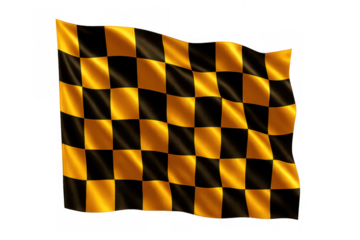 Checkered flag waving in the wind, isolated on transparent background, perfect for motorsport and racing projects