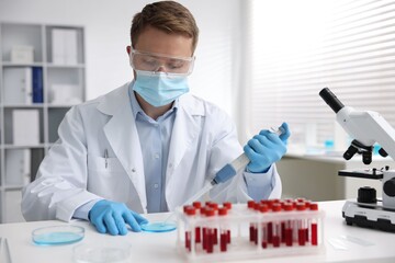 Medical analysis. Scientist working with sample in laboratory