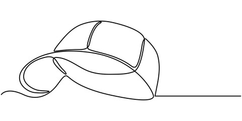 Man hat cap continuous one line drawing vector illustration, Continuous line drawing of baseball cap,  art line Vector illustration. 
