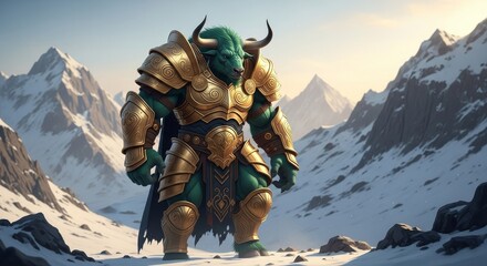 Majestic Minotaur Winter Peaks Powerful