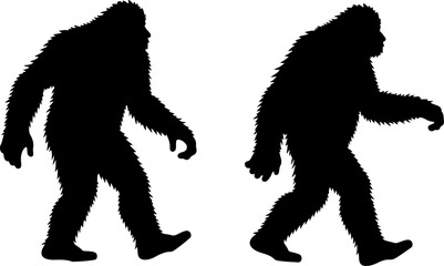 Bigfoot, Sasquatch , forest legend, humanoid,  walking vector bundle