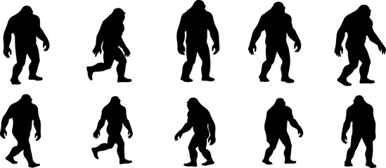 Bigfoot, Sasquatch , forest legend, humanoid,  walking vector bundle