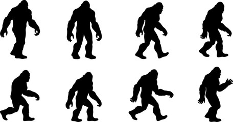 Bigfoot, Sasquatch , forest legend, humanoid,  walking vector bundle