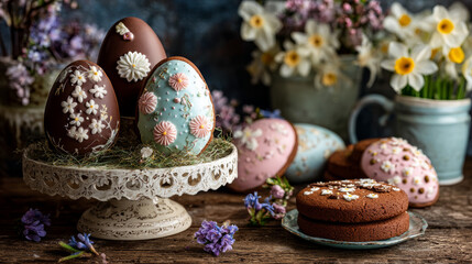 easter home made chocolate egg cookie cake pastry bisquits 