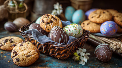easter home made chocolate egg cookie cake pastry bisquits 