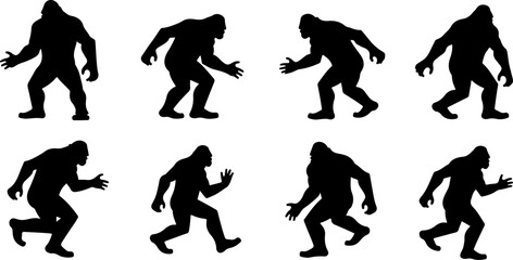 Bigfoot, Sasquatch , forest legend, humanoid,  walking vector bundle