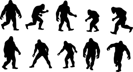 Bigfoot, Sasquatch , forest legend, humanoid,  walking vector bundle