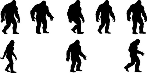 Bigfoot, Sasquatch , forest legend, humanoid,  walking vector bundle